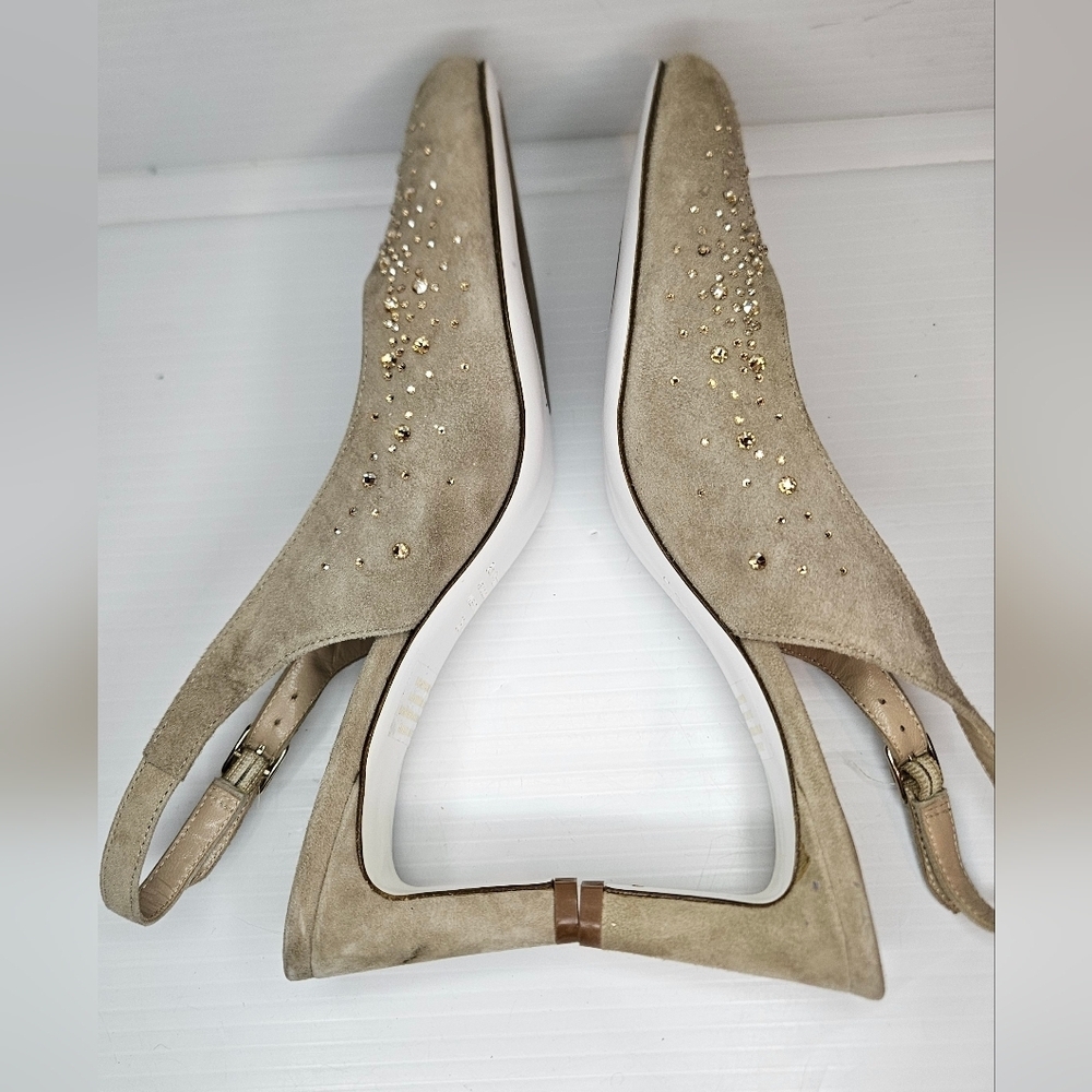 Ron White "Vivian Crystal" Fawn Amber Slingback – Size 36.5, New, Without Box - Picture 8 of 12